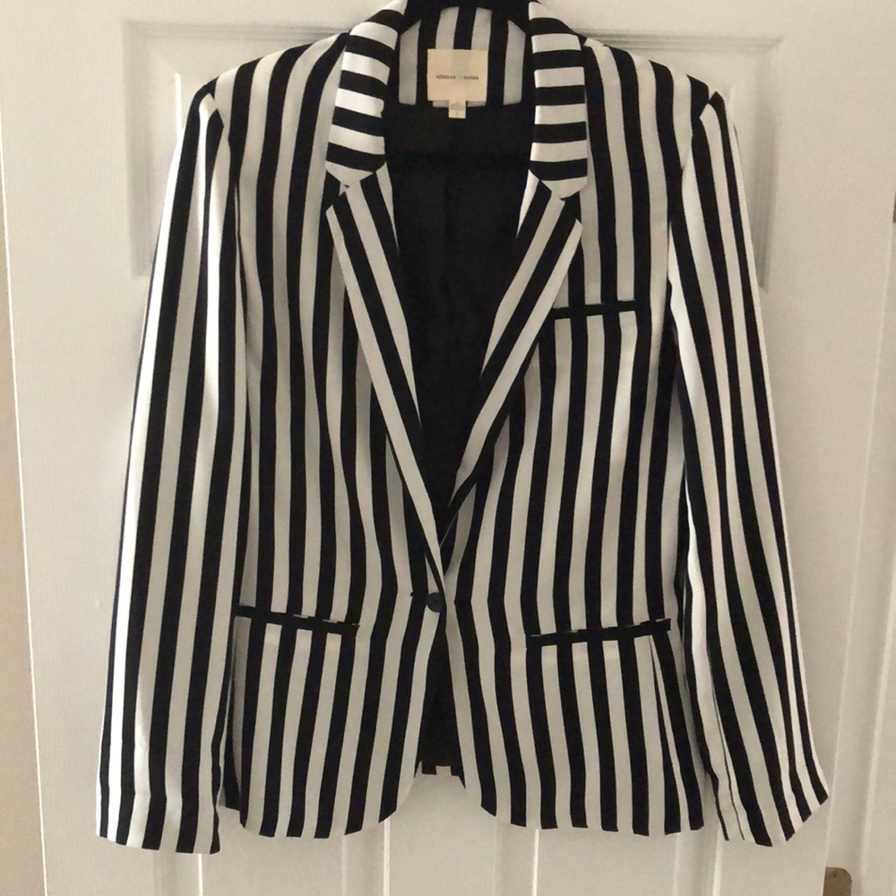 Black and White Striped Blazer